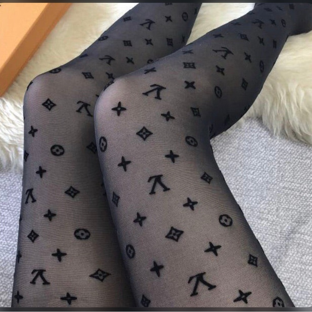 Louis Vuitton Black Patterned Stockings